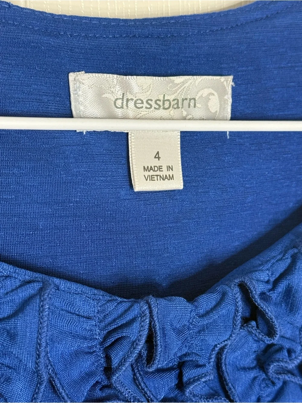 Royal Blue Dressbarn Knit Dress Women’s Size 4 Ruffle Front Dress